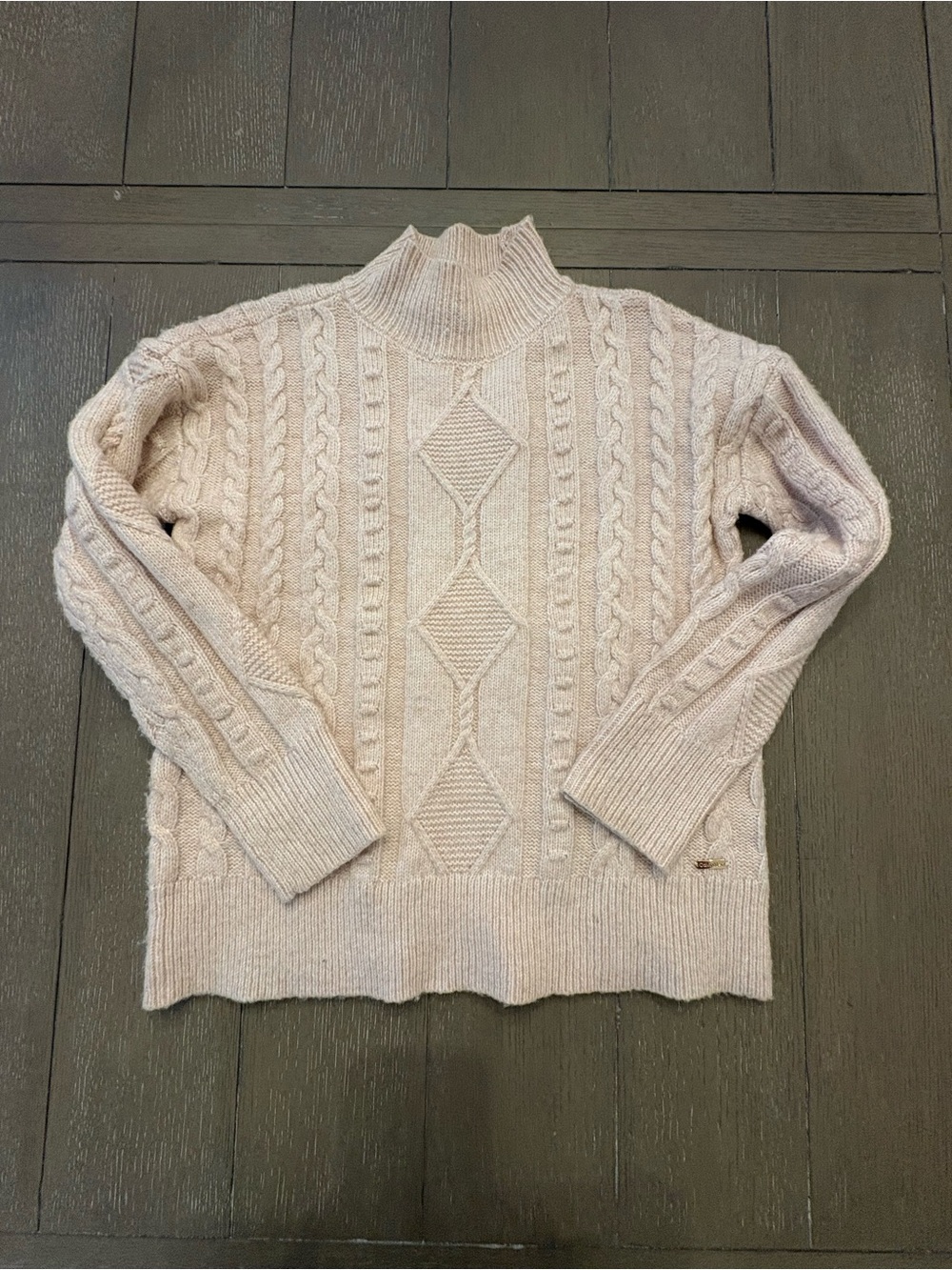 Calvin Klein pink Cozy Cable Knit mock Turtleneck Sweater